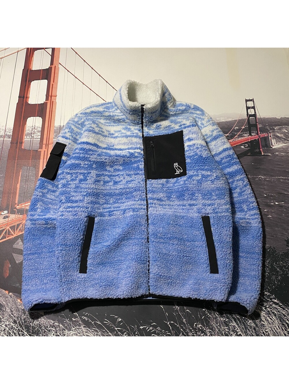 OVO x PlayStation Static Sherpa Jacket Size Medium (Canada Exclusive) Blue White